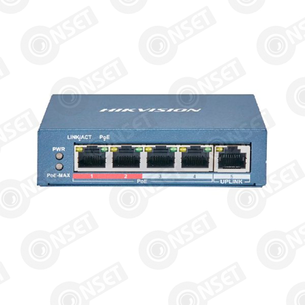 Hikvision DS-3E0105P-E(B) Коммутатор 4-портовый неуправляемый PoE