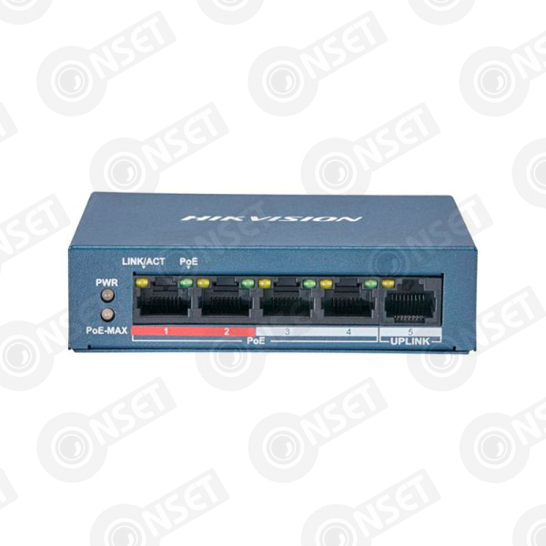 Hikvision DS-3E0105P-E/M Коммутатор 4-портовый неуправляемый PoE