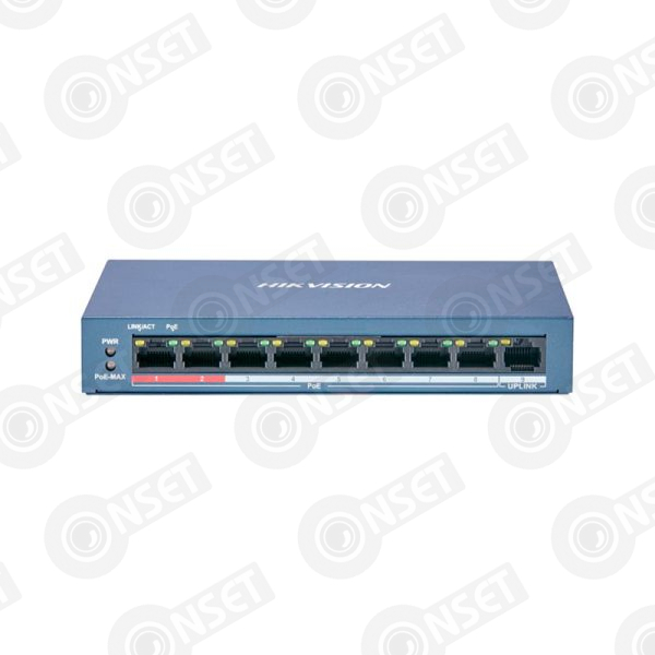 Hikvision DS-3E0109P-E/M(B) Коммутатор 8-портовый неуправляемый PoE