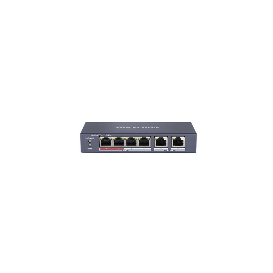 Hikvision DS-3E0106P-E/M(B) Коммутатор 4-портовый неуправляемый PoE Hikvision DS-3E0106P-E/M(B) неуправляемые